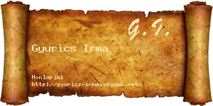 Gyurics Irma névjegykártya